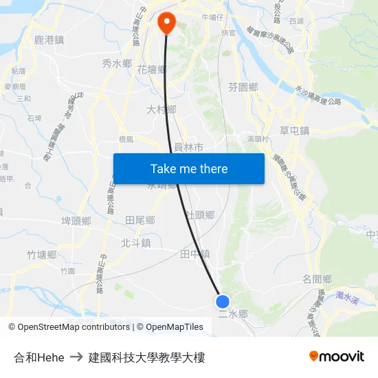 合和Hehe to 建國科技大學教學大樓 map
