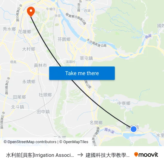 水利前[員客]Irrigation Association to 建國科技大學教學大樓 map