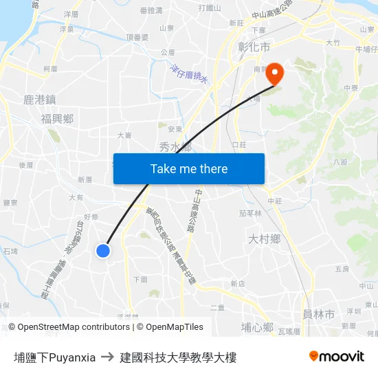 埔鹽下Puyanxia to 建國科技大學教學大樓 map