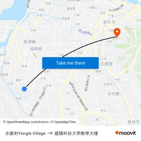 永樂村Yongle Village to 建國科技大學教學大樓 map