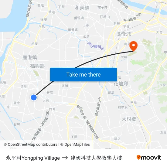 永平村Yongping Village to 建國科技大學教學大樓 map
