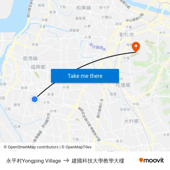 永平村Yongping Village to 建國科技大學教學大樓 map