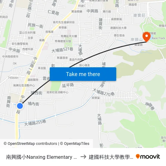 南興國小Nanxing Elementary School to 建國科技大學教學大樓 map