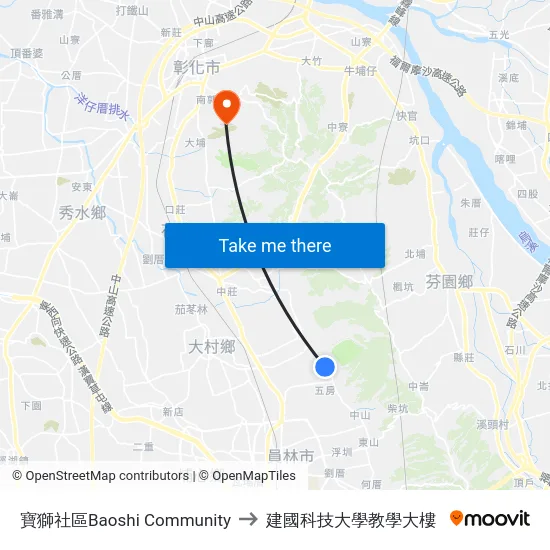 寶獅社區Baoshi Community to 建國科技大學教學大樓 map