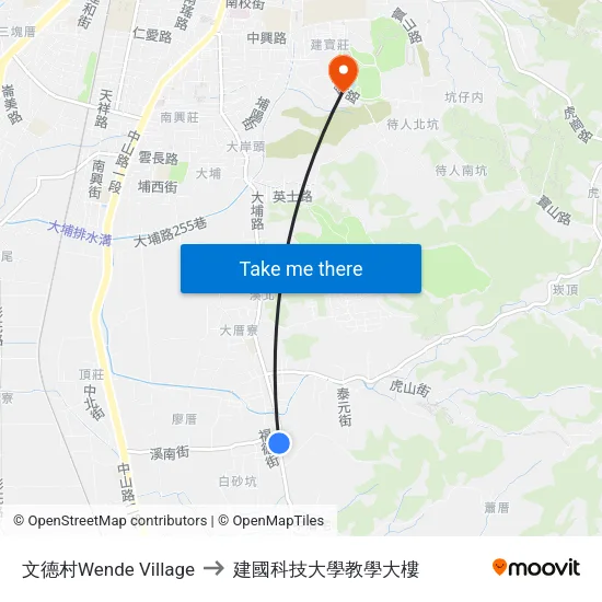 文德村Wende Village to 建國科技大學教學大樓 map
