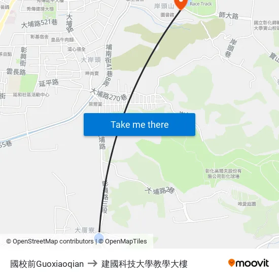 國校前Guoxiaoqian to 建國科技大學教學大樓 map
