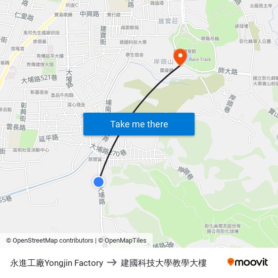 永進工廠Yongjin Factory to 建國科技大學教學大樓 map