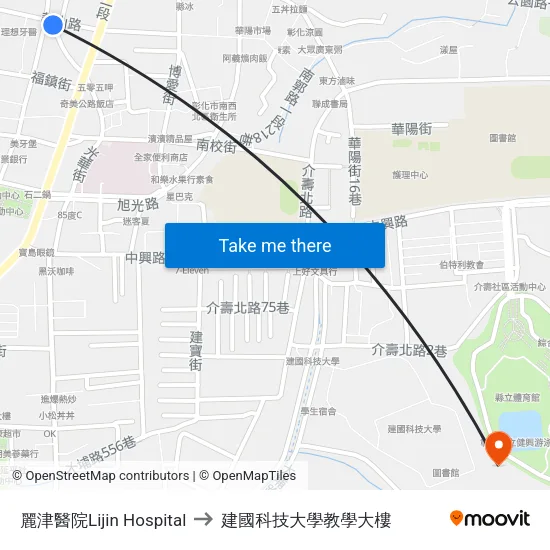 麗津醫院Lijin Hospital to 建國科技大學教學大樓 map