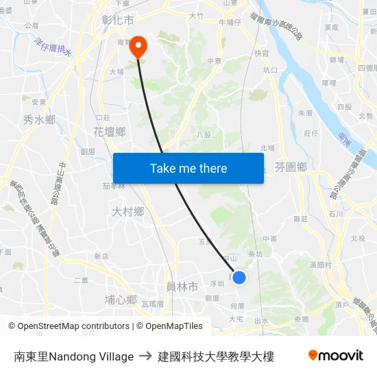 南東里Nandong Village to 建國科技大學教學大樓 map