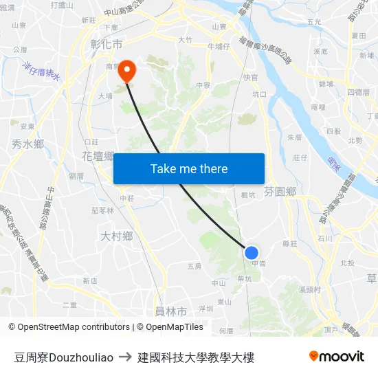豆周寮Douzhouliao to 建國科技大學教學大樓 map