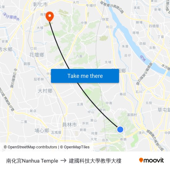 南化宮Nanhua Temple to 建國科技大學教學大樓 map