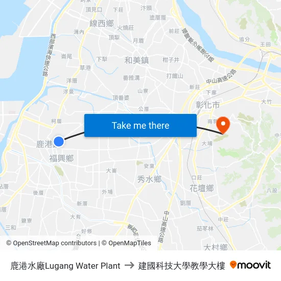 鹿港水廠Lugang Water Plant to 建國科技大學教學大樓 map