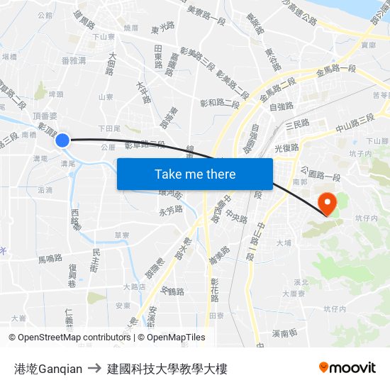 港墘Ganqian to 建國科技大學教學大樓 map