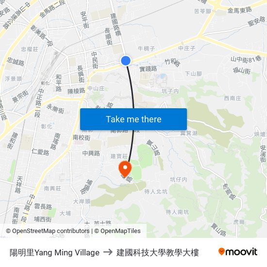 陽明里Yang Ming Village to 建國科技大學教學大樓 map