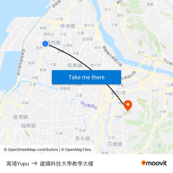寓埔Yupu to 建國科技大學教學大樓 map