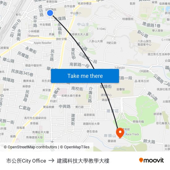 市公所City Office to 建國科技大學教學大樓 map