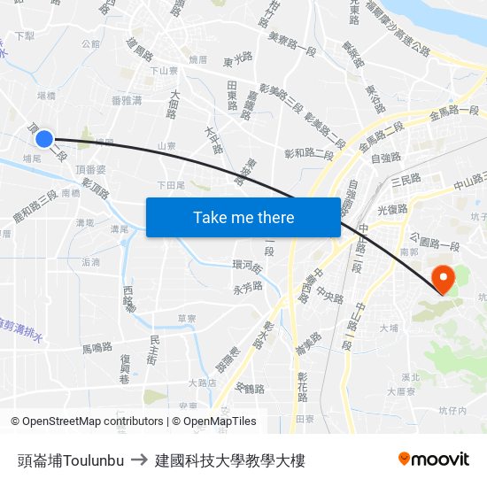 頭崙埔Toulunbu to 建國科技大學教學大樓 map