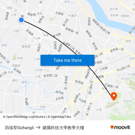 四張犁Sizhangli to 建國科技大學教學大樓 map
