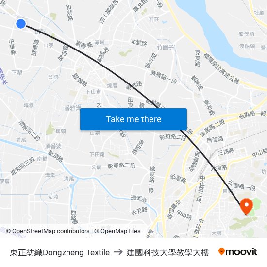 東正紡織Dongzheng Textile to 建國科技大學教學大樓 map