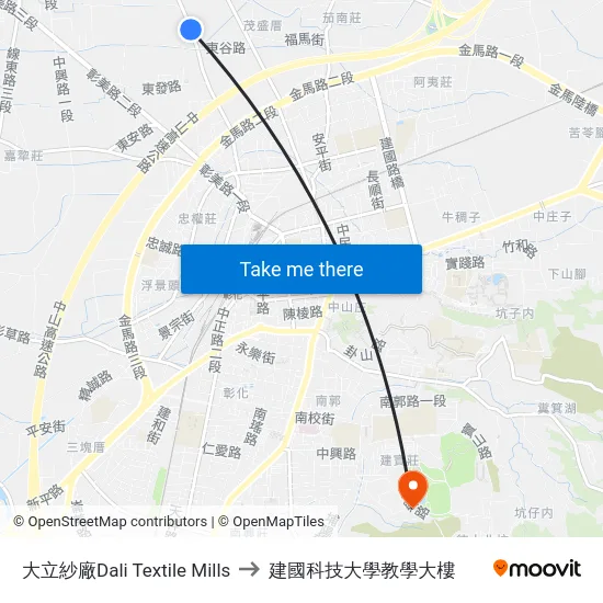 大立紗廠Dali Textile Mills to 建國科技大學教學大樓 map