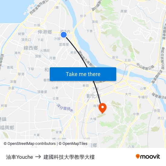 油車Youche to 建國科技大學教學大樓 map