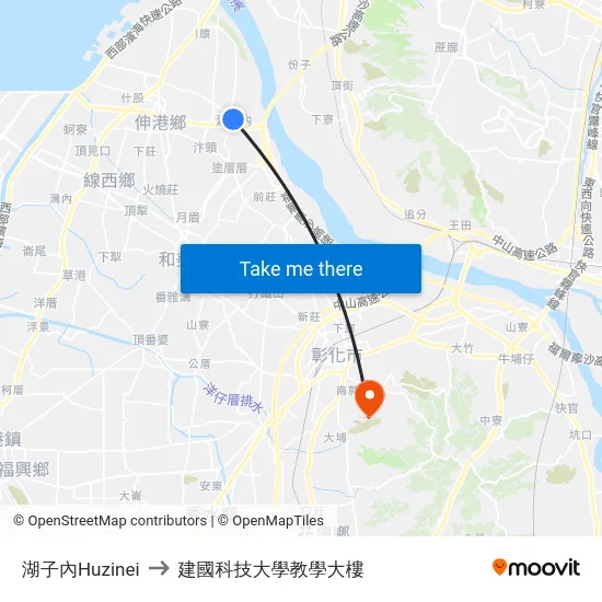 湖子內Huzinei to 建國科技大學教學大樓 map