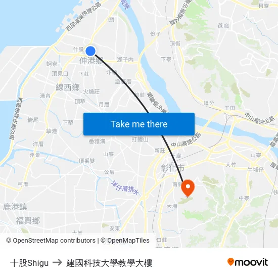 十股Shigu to 建國科技大學教學大樓 map