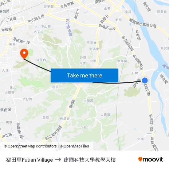 福田里Futian Village to 建國科技大學教學大樓 map