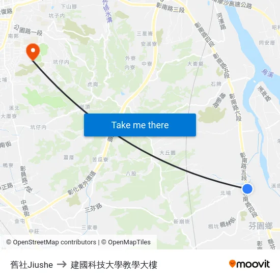 舊社Jiushe to 建國科技大學教學大樓 map