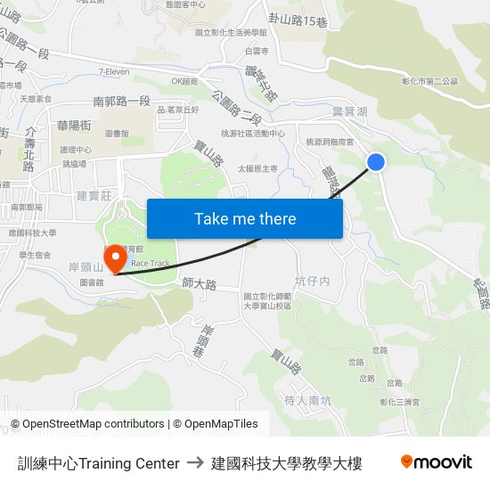 訓練中心Training Center to 建國科技大學教學大樓 map