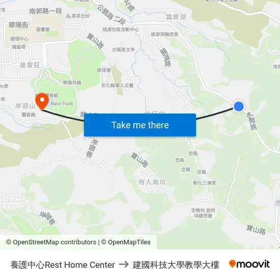 養護中心Rest Home Center to 建國科技大學教學大樓 map