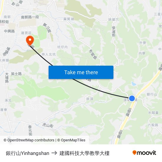 銀行山Yinhangshan to 建國科技大學教學大樓 map