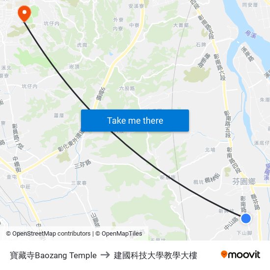 寶藏寺Baozang Temple to 建國科技大學教學大樓 map