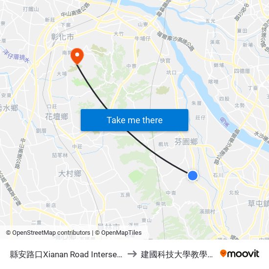 縣安路口Xianan Road Intersection to 建國科技大學教學大樓 map