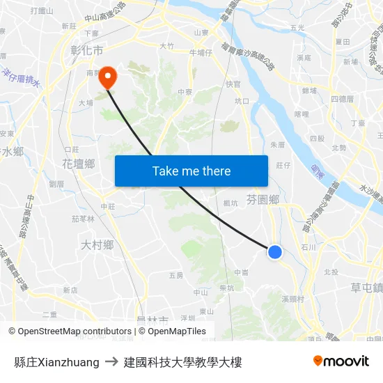 縣庄Xianzhuang to 建國科技大學教學大樓 map