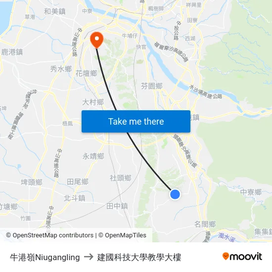 牛港嶺Niugangling to 建國科技大學教學大樓 map