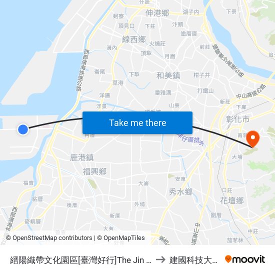 縉陽織帶文化園區[臺灣好行]The Jin Yang Ribbon Cultural Park to 建國科技大學教學大樓 map
