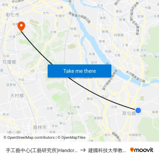 手工藝中心(工藝研究所)Handcraft Center to 建國科技大學教學大樓 map