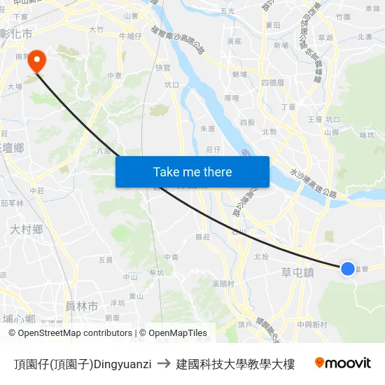 頂園仔(頂園子)Dingyuanzi to 建國科技大學教學大樓 map