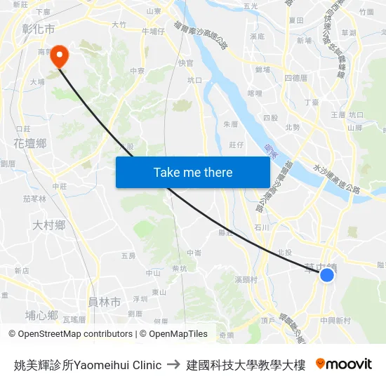 姚美輝診所Yaomeihui Clinic to 建國科技大學教學大樓 map