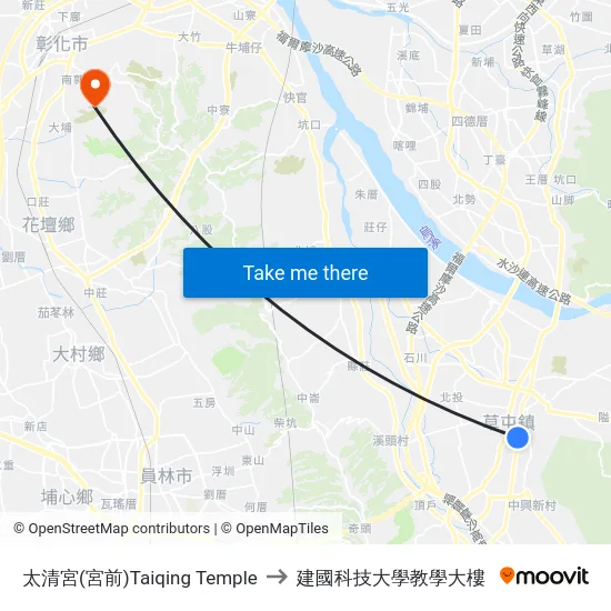 太清宮(宮前)Taiqing Temple to 建國科技大學教學大樓 map