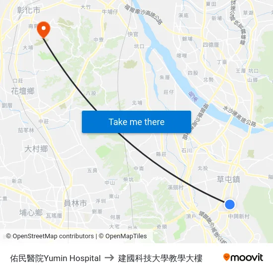 佑民醫院Yumin Hospital to 建國科技大學教學大樓 map