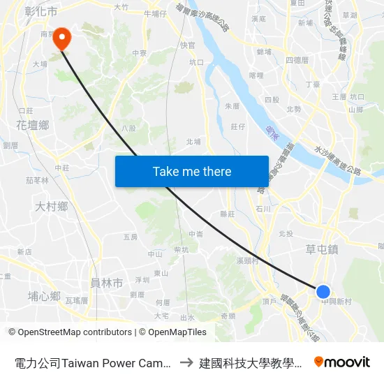 電力公司Taiwan Power Campany to 建國科技大學教學大樓 map