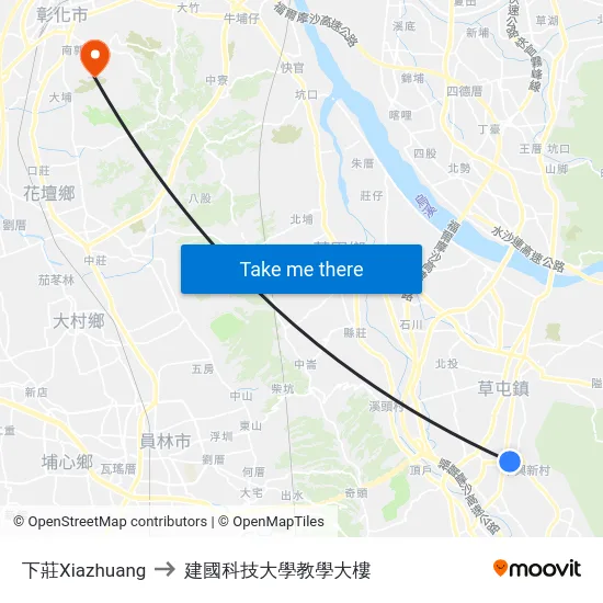 下莊Xiazhuang to 建國科技大學教學大樓 map