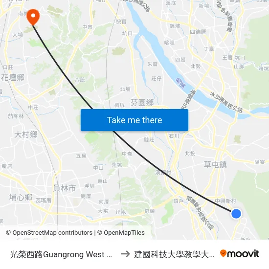 光榮西路Guangrong West Rd. to 建國科技大學教學大樓 map