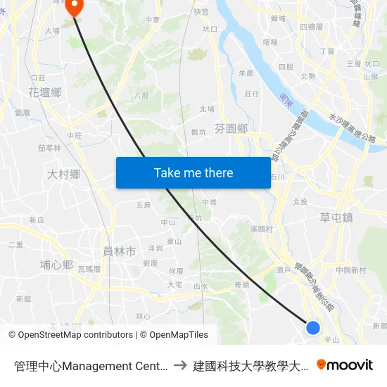 管理中心Management Center to 建國科技大學教學大樓 map