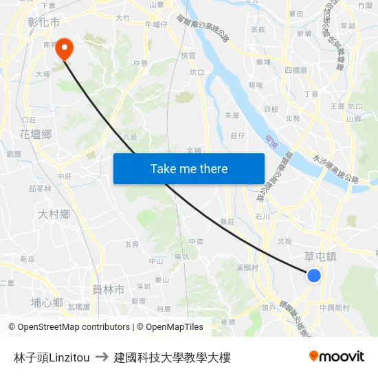 林子頭Linzitou to 建國科技大學教學大樓 map