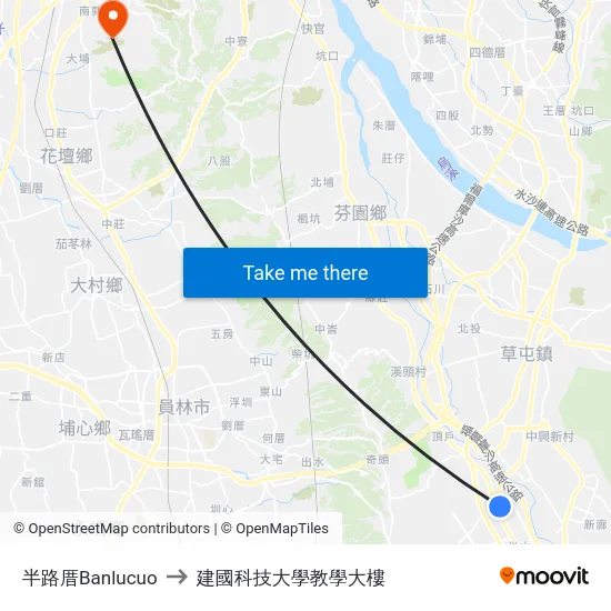 半路厝Banlucuo to 建國科技大學教學大樓 map