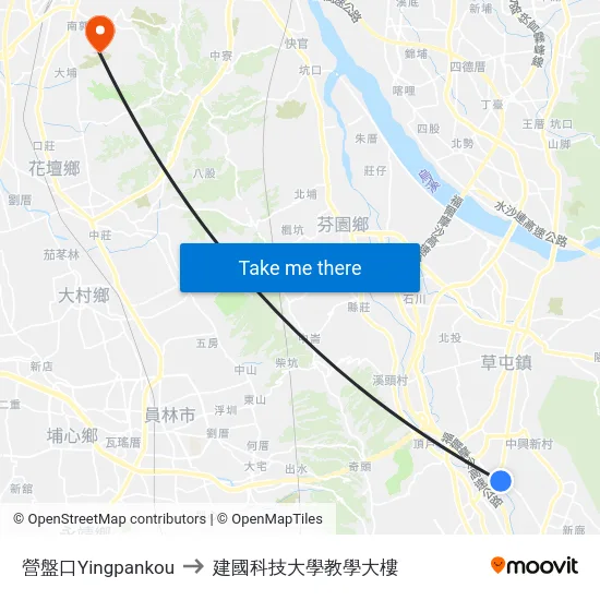 營盤口Yingpankou to 建國科技大學教學大樓 map