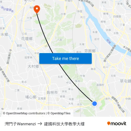 灣門子Wanmenzi to 建國科技大學教學大樓 map